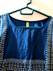 Blue Printed Straight Kurta
