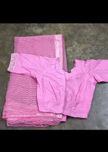 Elegant Pink Net Saree