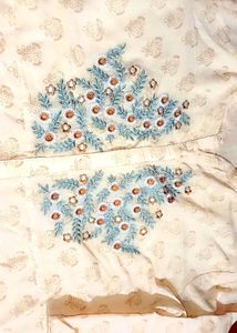 Flower Thread Design Kurti Im Light Yellow Colour