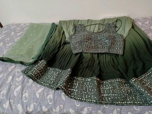 Boho Ombre Pleated Skirt with Sequins