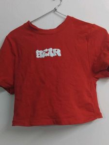 Red Bear Graphic Crop Top