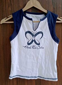 Sleeveless Top with Butterfly Graphic
