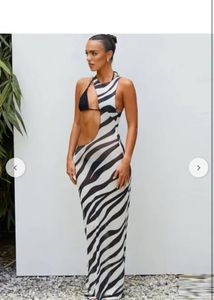 Bikini Cover Up Zebra Print Maxi Dress