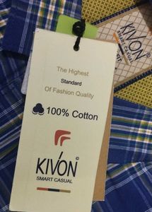 KIVON Blue Checked Casual Shirt