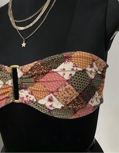Patchwork Print Bandeau Top