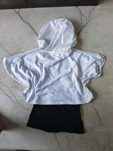 White Cropped Hoodie "Rooted" Graphic