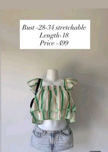 Striped Cropped Off-Shoulder Top