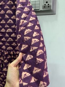 Maroon Cotton Straight Kurti