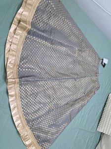 INDYA Grey Banarasi Flared Maxi Skirt