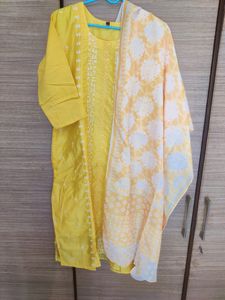 Pure Chanderi Heavy Embroidered Kurts Set