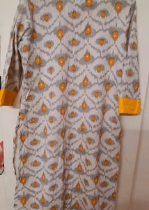 Used Twice , Good Quality , Avaasa Kurti , Yellow Colour ,