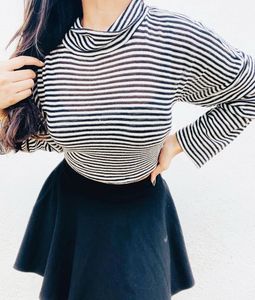 Striped Turtleneck Long Sleeve Top