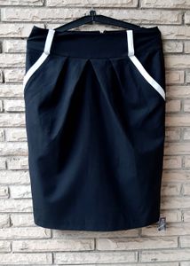 Chic Black Pencil Skirt with White Accents