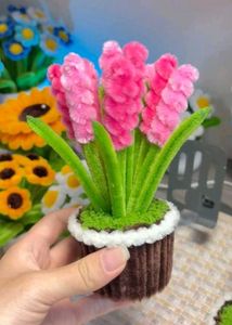 Handmade Pink Flower Pot Decor