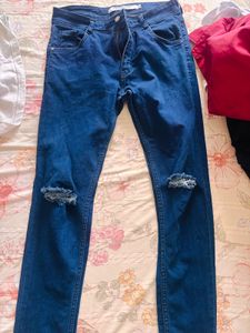Blue Ripped Skinny Jeans