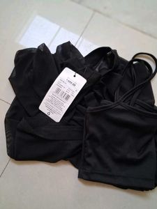 high neck sheer top with cami