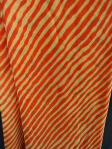 Vibrant Orange &amp; Yellow Striped Saree
