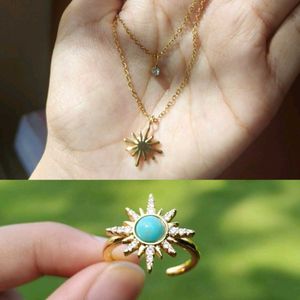 Sunburst Necklace and Ring Duo