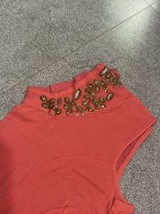 Beautiful Embroidered Peach Saree with Blouse