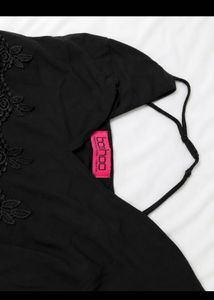 Black Lace Halter Neck Crop Top