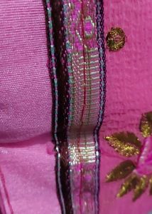Elegant Pink Saree with Golden Embellishments