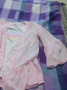 Pink Sequined Heart Kurta Set