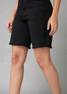 Black Denim Bermuda Shorts