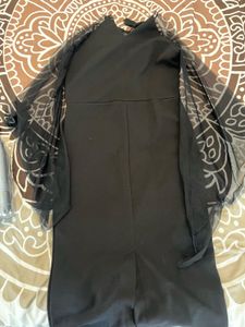 Elegant Black Sheer Sleeve Dress