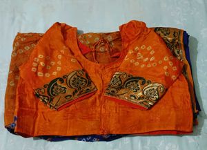 Vibrant Orange Bandhani Saree