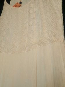 Boho Cream Maxi Dress with Lace Bodice