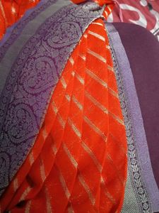 Orange n Purple georgette saree- blouse