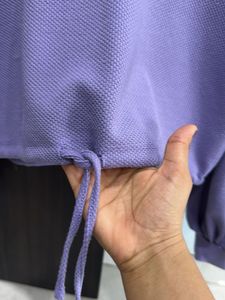 Lavender Cropped Sweater with Drawstring