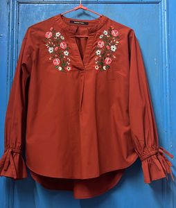 Embroidered Rust Orange Top