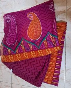 Pure Cotton Orange pink Ethnic Kurti 3pcs set