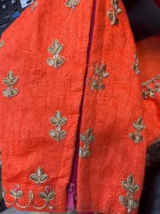 Embroidered Orange Blouse