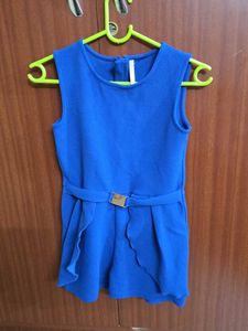 Stunning Blue Sleeveless Dress with Belt