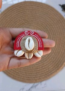 Ethnic fabric Shell Earrings