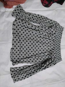 Grey Polka Dot off shoulder Top