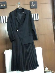 Korean Black Skirt Attached Blazer Dress