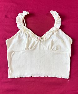 Savana Off White Ruffle Sleeveless Top