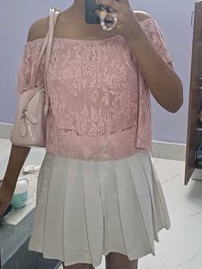 Off-Shoulder Lace Crop Top
