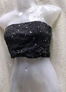 I. Sparkly Celestial Print Tube Top