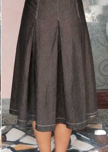 Dark Wash Denim A-Line Skirt with Zip