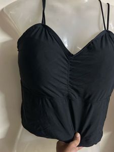 Chic Black Ruched Spaghetti Strap Top