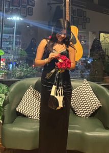 Elegant Black Velvet Evening Gown