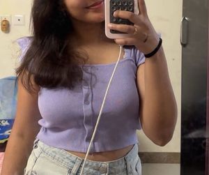 Cute lavender Button-Up Ruffle Top
