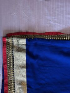 Blue &amp; Gold Sari with Gota Border