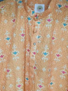 Orange Printed Kurta