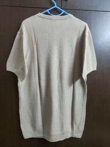 Ascot Men's Beige Textured Short Sleeve T-Shirt
