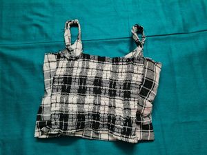 Preety New Balck And White Padded Crop Top